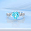 Wholesale Women's S925 Sterling Silver Heartshaped Ring With Sapphire Aquamarine And High Carbon Diamond