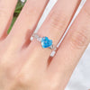Wholesale Women's S925 Sterling Silver Heartshaped Ring With Sapphire Aquamarine And High Carbon Diamond