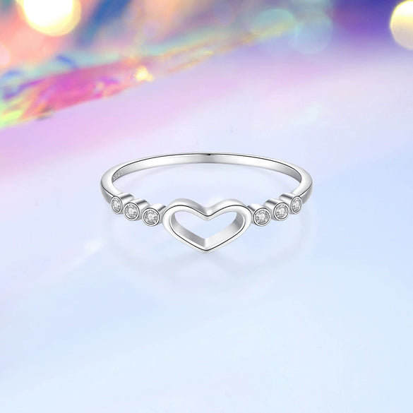Wholesale Women's S925 Sterling Silver Heartshaped Stacked Ring With Electroplating