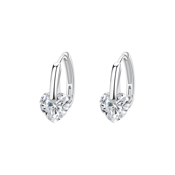 Wholesale Women's S925 Sterling Silver Heartshaped Zircon Earrings Light Luxury Fashion