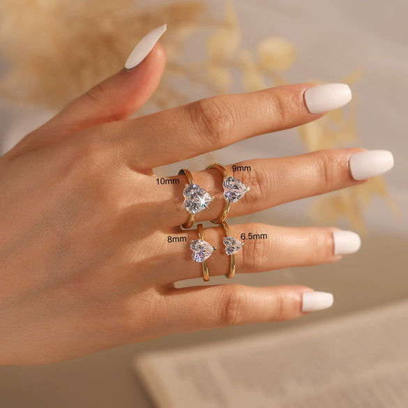 Wholesale Women's S925 Sterling Silver Heartshaped Zircon Ring Electroplated Simple Classic