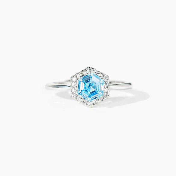 Wholesale Women's S925 Sterling Silver Hexagon Geometric Ring With Electroplating