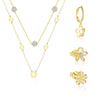 Wholesale Women's S925 Sterling Silver Hollow Flower Earrings Set With Zircon