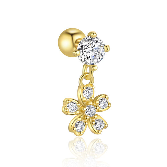 Wholesale Women's S925 Sterling Silver Hollow Flower Earrings With Zirconia In Light Luxury Style