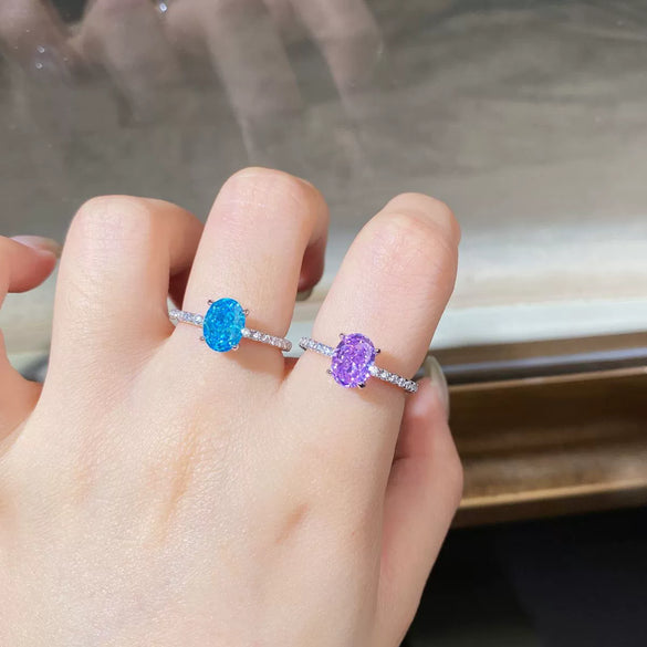 Wholesale Women's S925 Sterling Silver Ice Flower Cut Purple Diamond Ring With Geometric Style And Electroplating Treatment