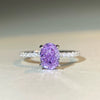 Wholesale Women's S925 Sterling Silver Ice Flower Cut Purple Diamond Ring With Geometric Style And Electroplating Treatment