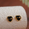 Wholesale Women's S925 Sterling Silver Inlaid Natural Black Agate Heart Shaped Love Earrings