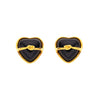 Wholesale Women's S925 Sterling Silver Inlaid Natural Black Agate Heart Shaped Love Earrings