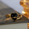 Wholesale Women's S925 Sterling Silver Inlaid Natural Black Agate Heart Shaped Love Earrings
