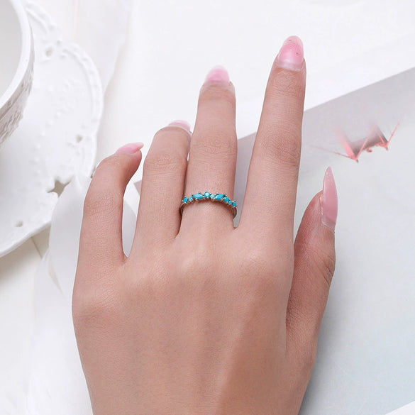 Wholesale Women's S925 Sterling Silver Inlaid Turquoise Geometric Design Ring
