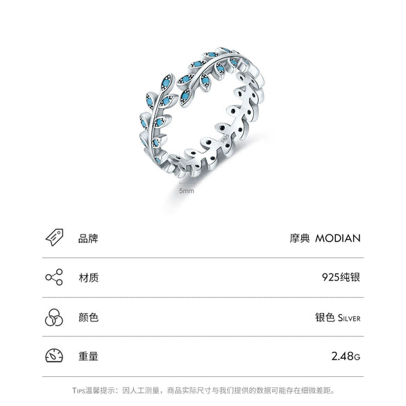 Wholesale Women's S925 Sterling Silver Inlaid Turquoise Leaf Open Ring