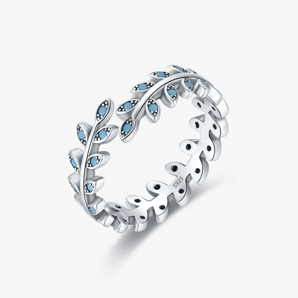 Wholesale Women's S925 Sterling Silver Inlaid Turquoise Leaf Open Ring