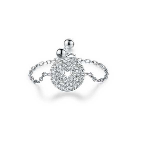 Wholesale Women's S925 Sterling Silver Inlaid Zircon Adjustable Ring With Geometric Pattern And Seiko Craft