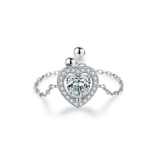 Wholesale Women's S925 Sterling Silver Inlaid Zircon Adjustable Ring With Geometric Pattern And Seiko Craft