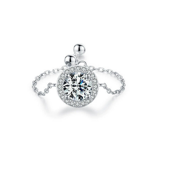 Wholesale Women's S925 Sterling Silver Inlaid Zircon Adjustable Ring With Geometric Pattern And Seiko Craft