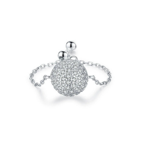 Wholesale Women's S925 Sterling Silver Inlaid Zircon Adjustable Ring With Geometric Pattern And Seiko Craft