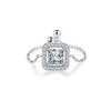 Wholesale Women's S925 Sterling Silver Inlaid Zircon Adjustable Ring With Geometric Pattern And Seiko Craft