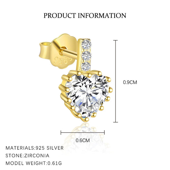 Wholesale Women's S925 Sterling Silver Inlaid Zircon Heartshaped Love Earrings