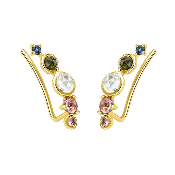 Wholesale Women's S925 Sterling Silver Inlaid Zircon Ushaped Simple Style Electroplated Earrings