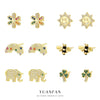 Wholesale Women's S925 Sterling Silver Inlaid Zirconium Flower And Geometric Earrings