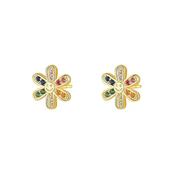 Wholesale Women's S925 Sterling Silver Inlaid Zirconium Flower And Geometric Earrings