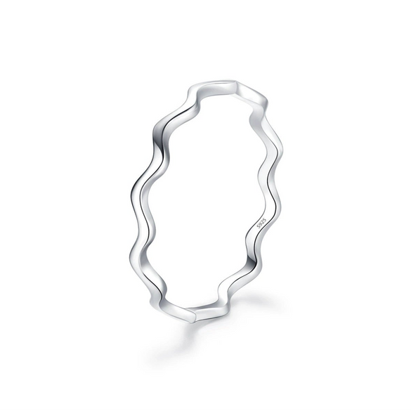Wholesale Women's S925 Sterling Silver Ins Curve Wave Ring With Seiko Design