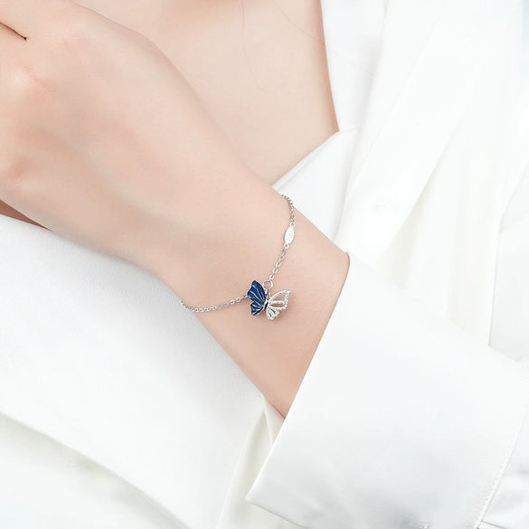 Wholesale Women's S925 Sterling Silver Insect Pattern Electroplated Butterfly Bracelet
