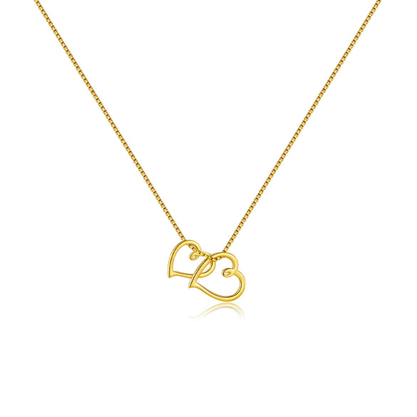 Wholesale Women's S925 Sterling Silver Interlocking Cut Out Heart Clavicle Chain Necklace With Electroplating In Retro Stylish And Classic Design