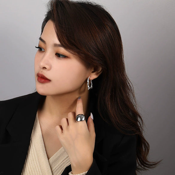 Wholesale Women's S925 Sterling Silver Irregular Water Ripple Geometric Electroplated Earrings