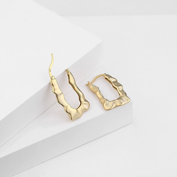 Wholesale Women's S925 Sterling Silver Irregular Water Ripple Geometric Electroplated Earrings