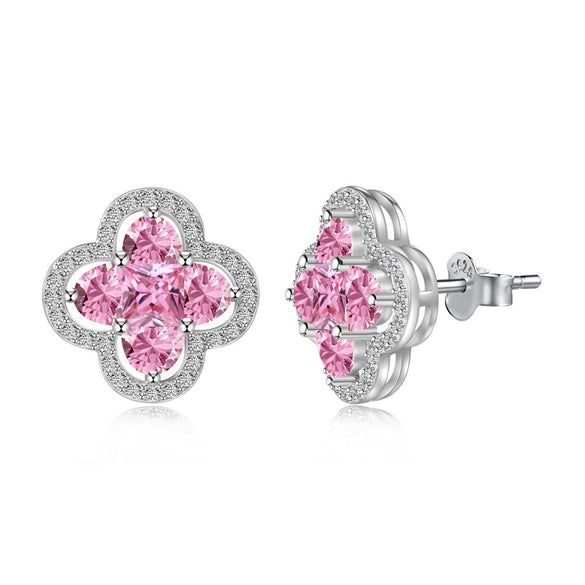 Wholesale Women's S925 Sterling Silver Jewelry Set With Clover Shape And Color Zirconium Inlaid Light Luxury Style Electroplated