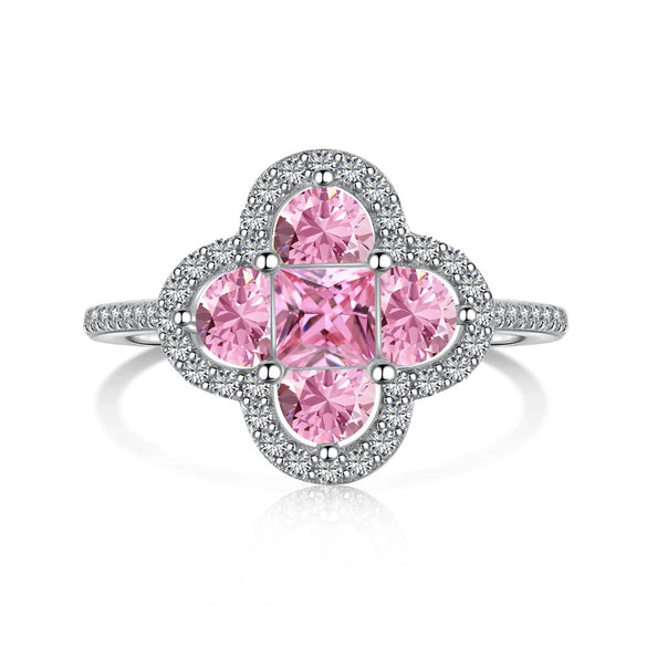Wholesale Women's S925 Sterling Silver Jewelry Set With Clover Shape And Color Zirconium Inlaid Light Luxury Style Electroplated