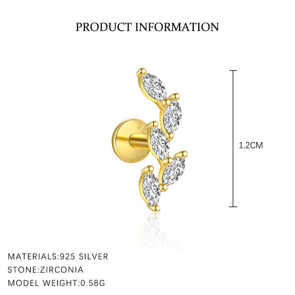 Wholesale Women's S925 Sterling Silver Leaf Style Earrings With Zirconium Tassel