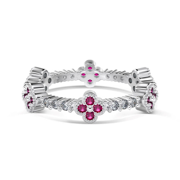 Wholesale Women's S925 Sterling Silver Light Luxury Floral Open Ring With Fourleaf Cone Zircon And Electroplating