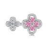 Wholesale Women's S925 Sterling Silver Light Luxury Floral Open Ring With Fourleaf Cone Zircon And Electroplating