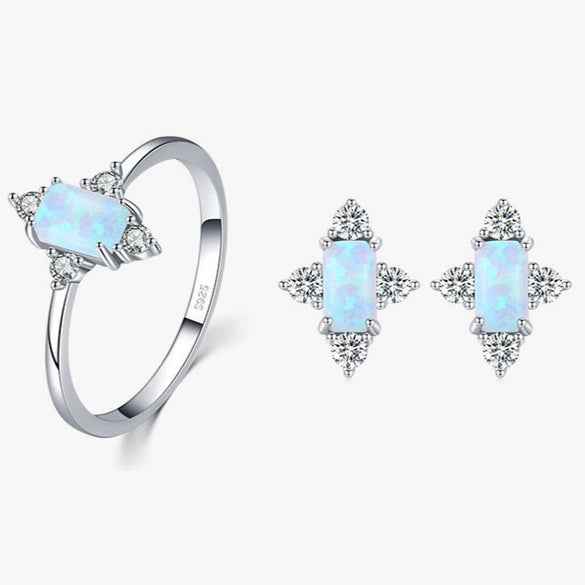 Wholesale Women's S925 Sterling Silver Light Luxury Geometric Earrings Set With Precious Stones