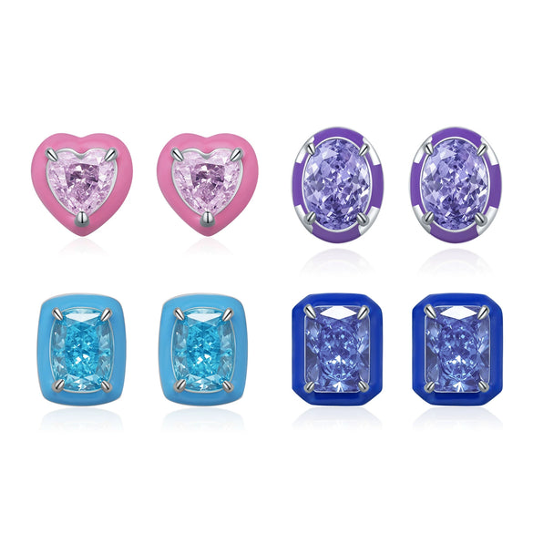 Wholesale Women's S925 Sterling Silver Light Luxury Geometric Imitation Diamond Earrings