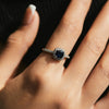 Wholesale Women's S925 Sterling Silver Light Luxury Geometric Square Sugar Ring With Imitation Blue Treasure And Retro Design