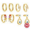 Wholesale Women's S925 Sterling Silver Lightning Zircon Inlaid Geometric Ear Buckle Earrings