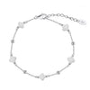 Wholesale Women's S925 Sterling Silver Love Adjustable Bracelet With Natural Mother Shell And Flower Pattern