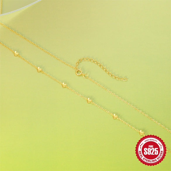 Wholesale Women's S925 Sterling Silver Love Fold Wear Clavicle Necklace With Geometric Pattern And Electroplating Treatment Ochain