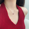 Wholesale Women's S225 Sterling Silver Love Pendant Necklace With Heart Shape And Mixed Gemstone Inlay And Electroplating O Chain