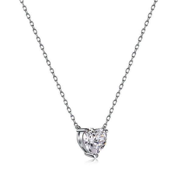 Wholesale Women's S225 Sterling Silver Love Pendant Necklace With Heart Shape And Mixed Gemstone Inlay And Electroplating O Chain