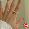 Wholesale Women's S925 Sterling Silver Love Shape Elastic Pearl Ring With Electroplating Design