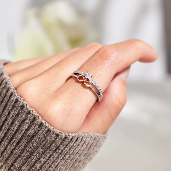 Wholesale Women's S925 Sterling Silver Love Shape Geometric Ring With Electroplating