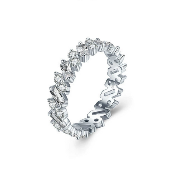 Wholesale Women's S925 Sterling Silver Love Star Geometric Heart Shape Inlaid Zircon Fashion Ring