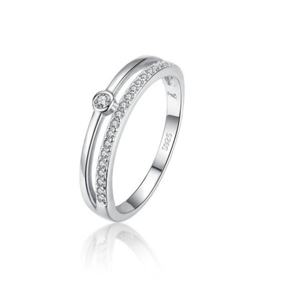 Wholesale Women's S925 Sterling Silver Love Star Geometric Heart Shape Inlaid Zircon Fashion Ring