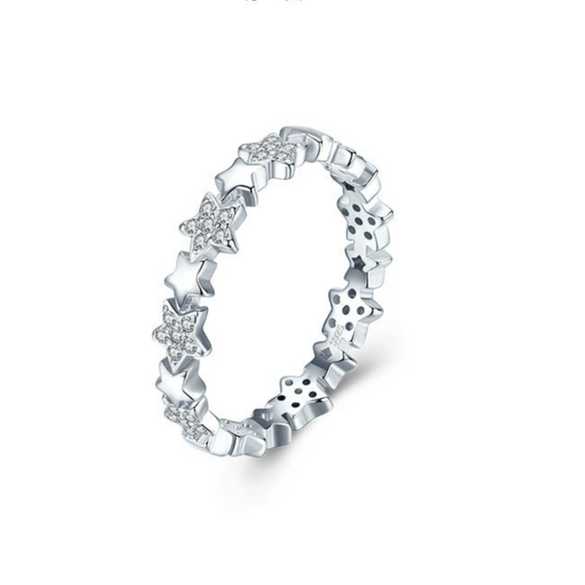 Wholesale Women's S925 Sterling Silver Love Star Geometric Heart Shape Inlaid Zircon Fashion Ring