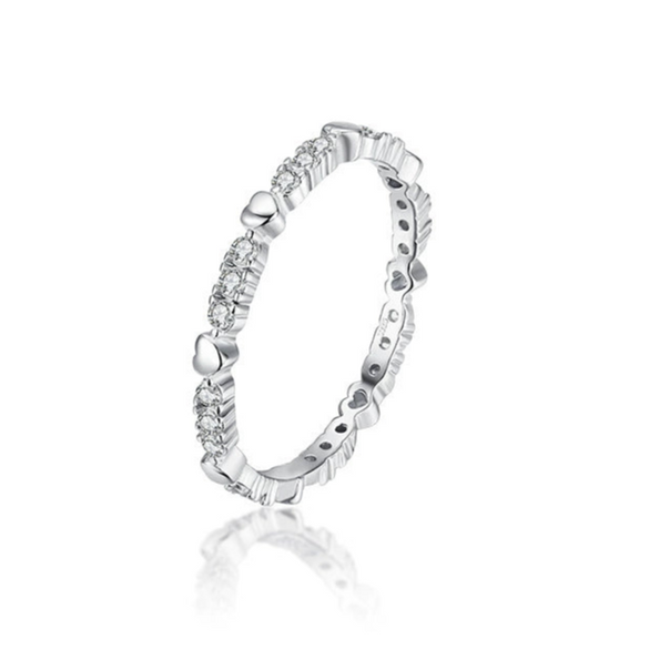 Wholesale Women's S925 Sterling Silver Love Star Geometric Heart Shape Inlaid Zircon Fashion Ring