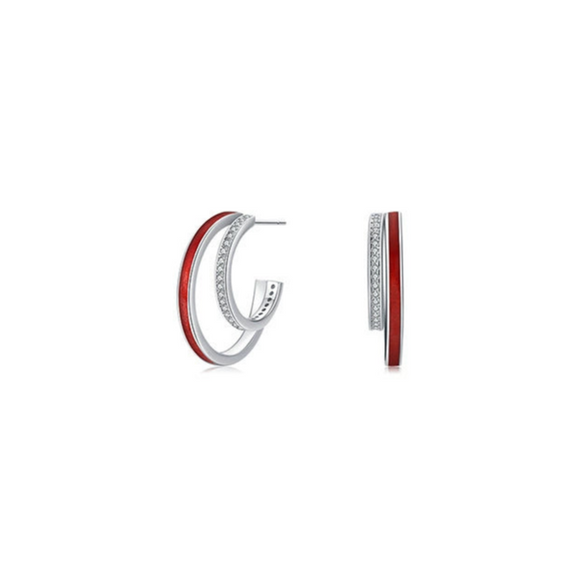 Wholesale Women's S925 Sterling Silver Micro Inlaid Enamel Geometric Earrings